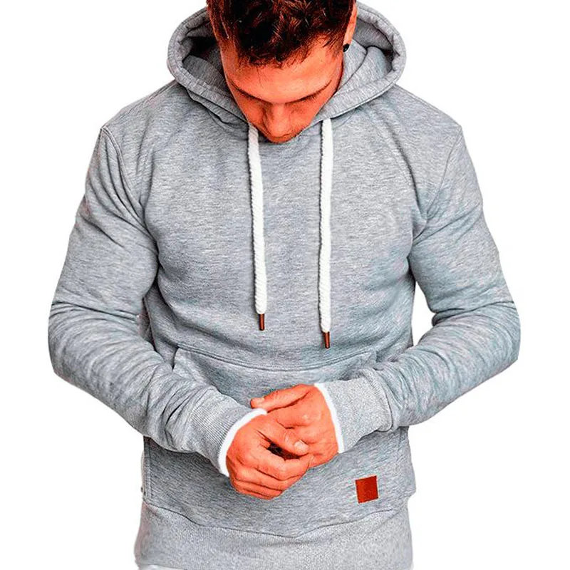 Men's Sweatshirts Training Fitness Solid Color Hooded Coats Stitching Hem Sports Pullover Jackets Men's Fashion Tops MY111