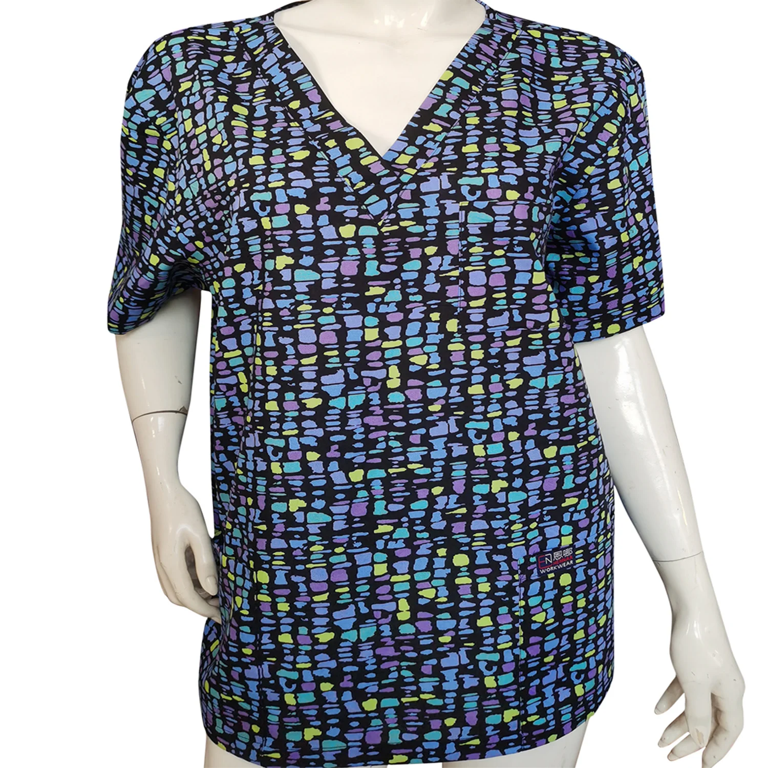 Men scrub Uniforms Nursing Designs Classic Clinical Scrub Top V-Neck Short Sleeve 100% Cotton  Scrub Top S-6XL