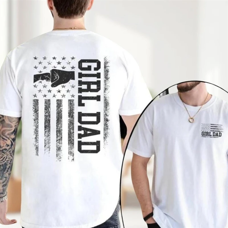 Girl Dad Club Shirt Mens Short-sleeve Crewneck T-shirt Girl Dad Comfort Colors Shirt Father's Day Gift Casual Men's T-Shirts