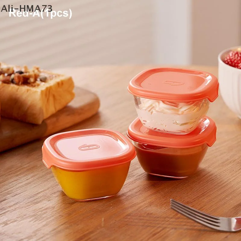 

1pc Kitchen Glass Bowl With Lid 120/260ml Small Sauce Cup Seasoning Tableware Leak-Proof Dipping Bowl Outdoor