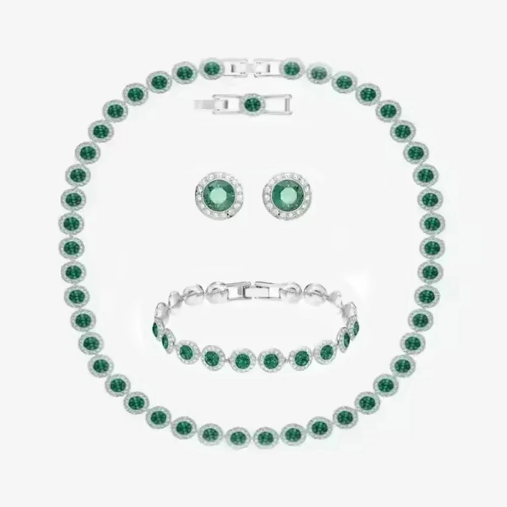 مجموعة مجوهرات نسائية فاخرة وبسيطة وقلادة وسوار وأقراط مرصعة بالزركون وحفلات هدايا عيد الميلاد #3