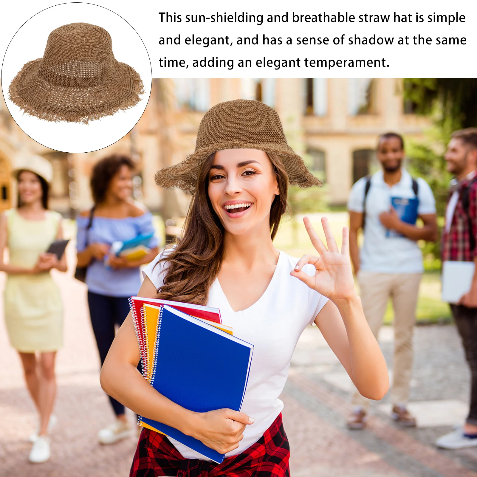 

Women'S Wide Brim Protection Straw Breathable Lightweight Beach Sun Hat For Outdoor Gardening Travel Fishing Uv Protection Cap