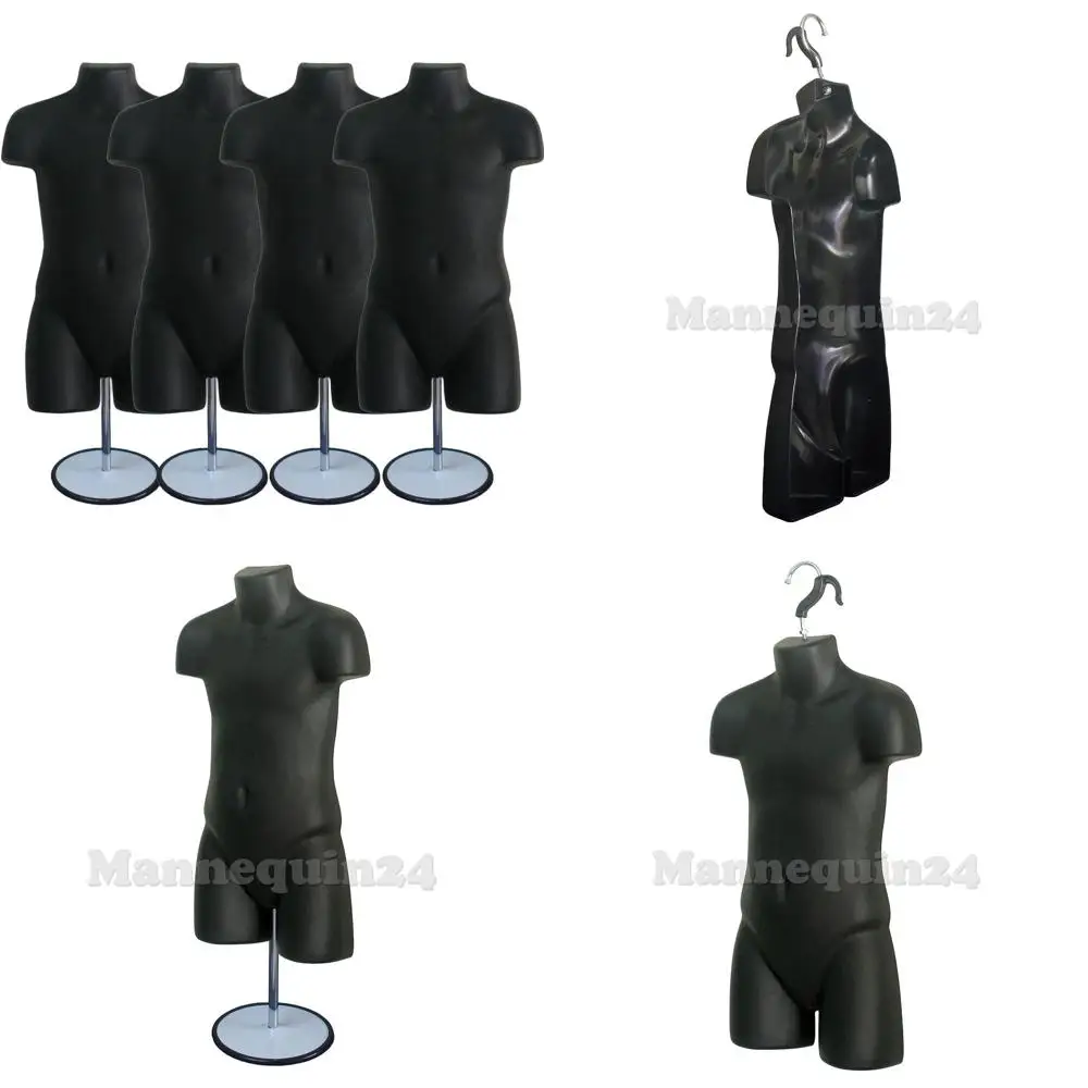 

Штабелируемый торс-манекен с полой спинкой и металлической подставкой, набор из 4 шт., размер 5T-7, для демонстрации футболок и дизайна