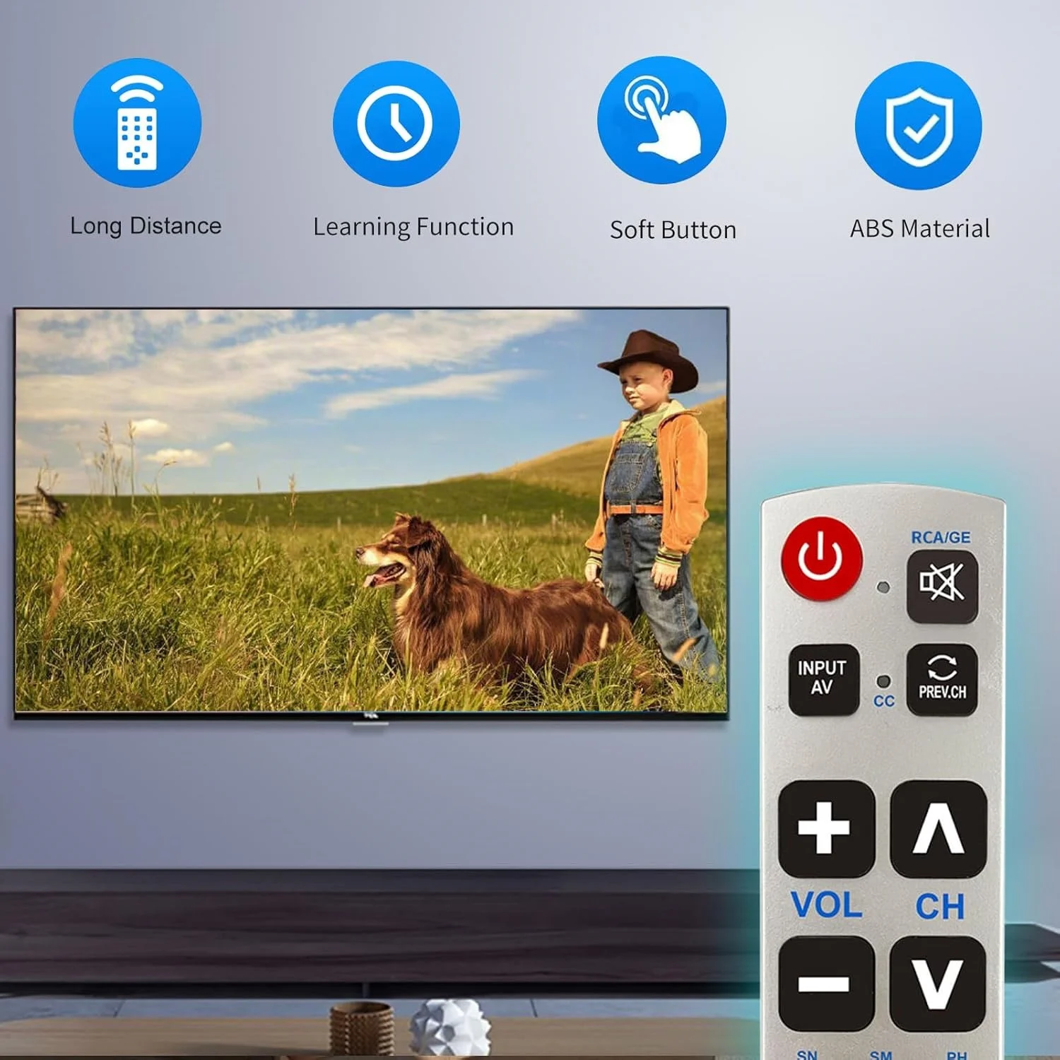 استبدال جهاز التحكم عن بعد العالمي بزر كبير A-TV2 يستخدم لـ L&G Sam*sung So*ny والمزيد من العلامات التجارية التلفزيونية أفضل لكبار السن #2