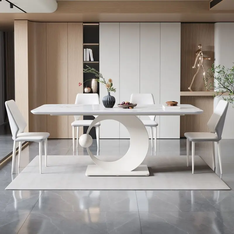 

Складной обеденный стол и стулья из гладкого мрамора в стиле лёгкой роскоши, 4-местный, современная мебель для ресторанов