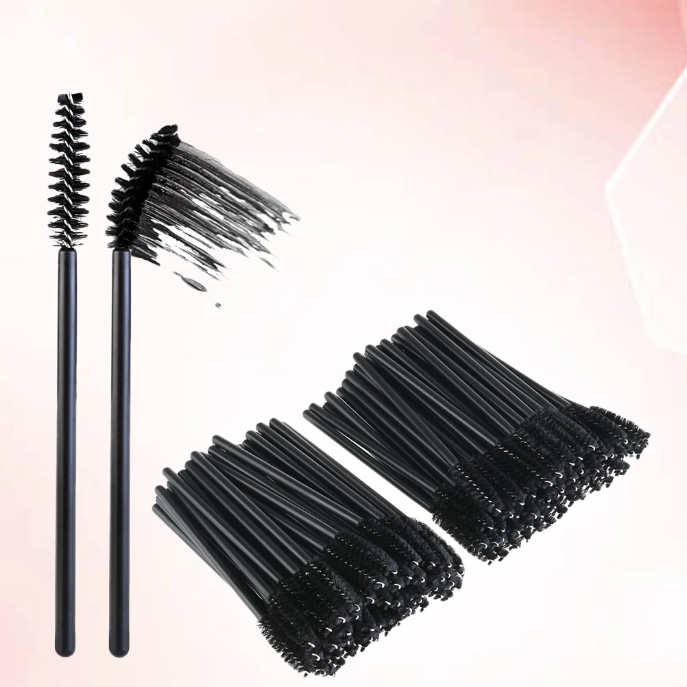 Set di bacchette per mascara con pennello per ciglia da 50 pezzi. Confezione audace. Bacchette nere. Kit di strumenti di bellezza per il trucco