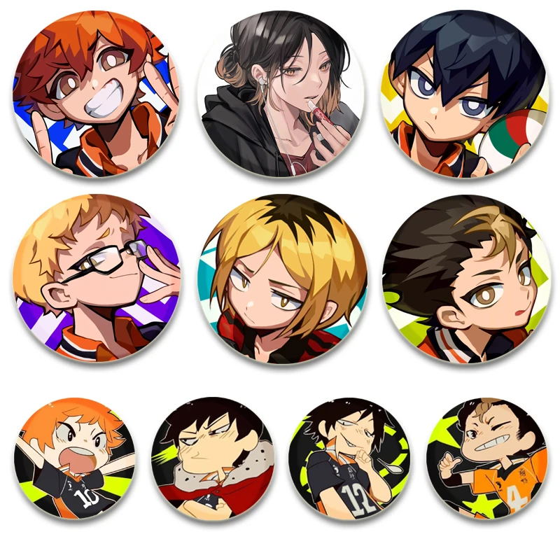 

Haikyuu!! Anime Brooches Shoyo Hinata Tobio Kageyama Daichi Sawamura Sugawara Koushi Cartoon Badge Handmade Tinplate Pins