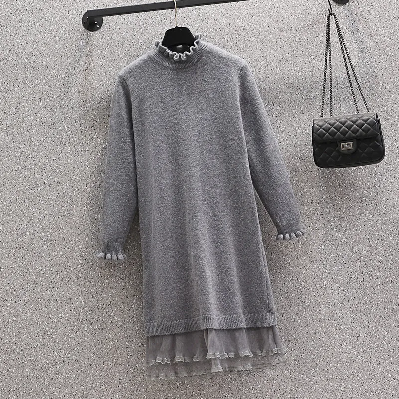 Stylish Thick Turtleneck Long Twisted Knitted Jumper Dress Women Winter Warm Loose Straight Sweater Vestidos Femme Women Outfits