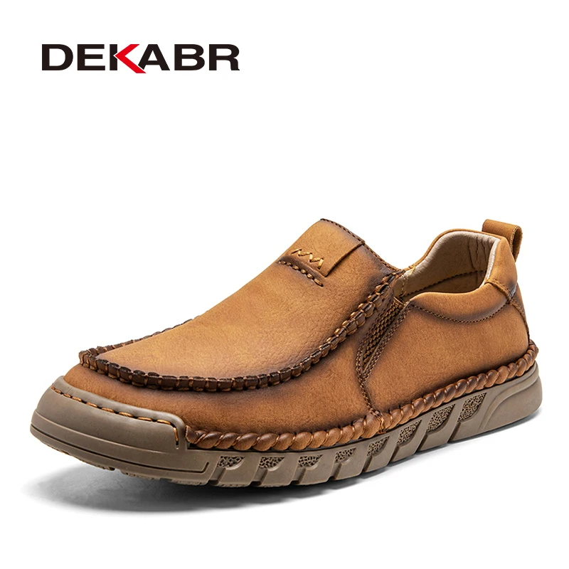 

DEKABR Handmade Slip On Shoes Fashion Comfort Soft Breathable Rubber Sole Non Slip Wear Resistant Men Casual Shoes