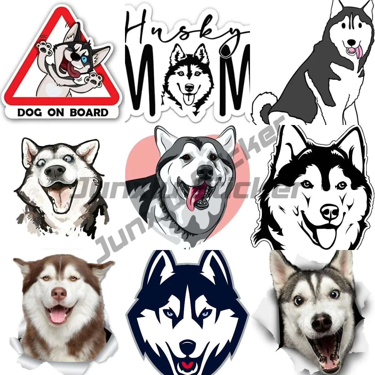 Car Sticker White Husky Wolf Vinyl Sticker Laptop Travel Luggage Siberian Husky Car Styling Accessories