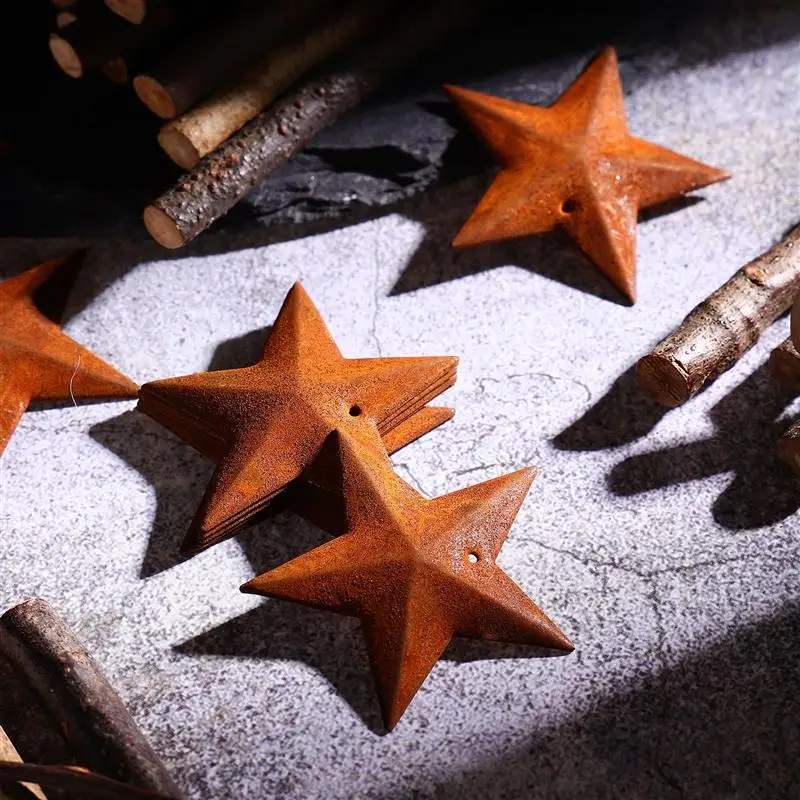 Star Stars Rusted Barn Miniature Rusty Tree Christmas Accessories Diy Mini Vintage Decorations Metal Shape Hanging