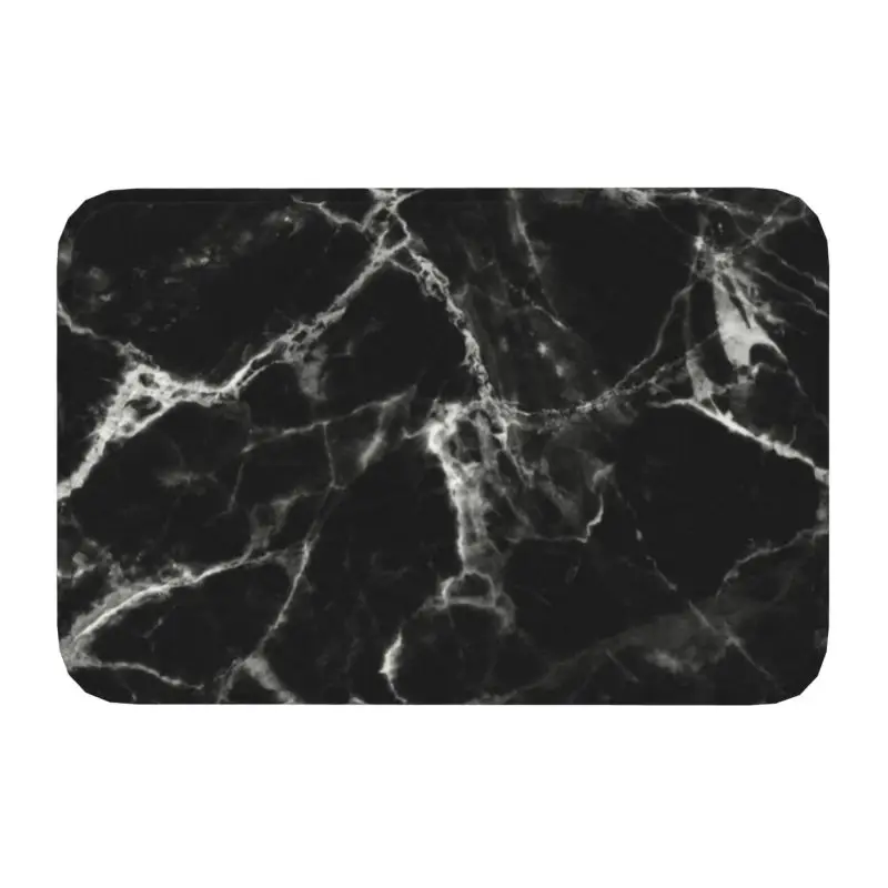 Smoked Black Marble Doormat Mat Anti-Slip Abstract Texture Bath Kitchen Garage Rug Carpet 40*60cm Living Room Entrance Footpad