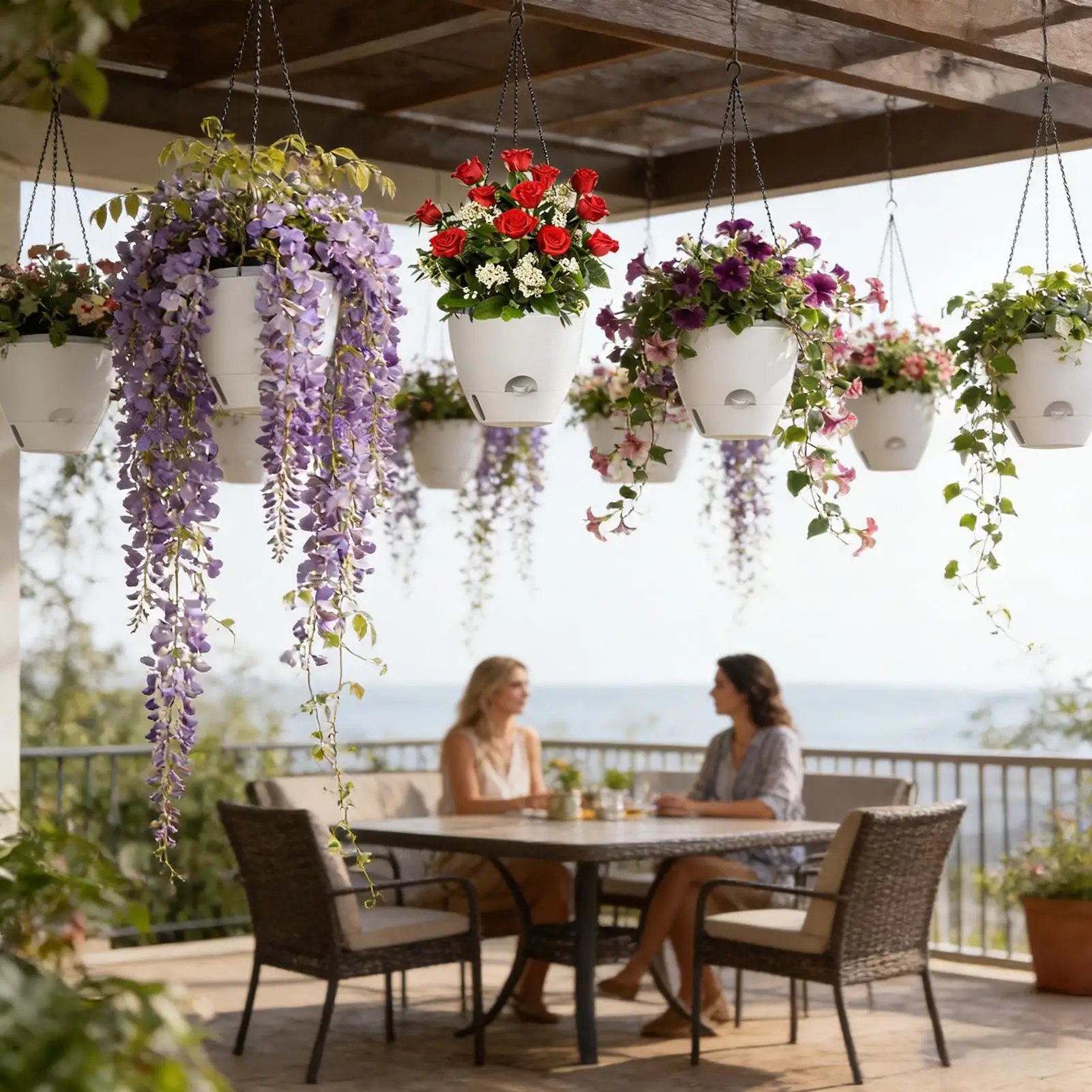 Plant Hanger Self-Watering Garden Decor 2 Pieces Plant Baskets Wall Decorations For Indoor Outdoor Home Wall Window Living Room