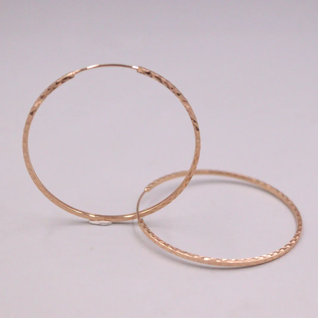 

Real 18K Rose Gold Earrings Hoop Women's Full Star Big Circle Earrings 1.5inchD /2.64g