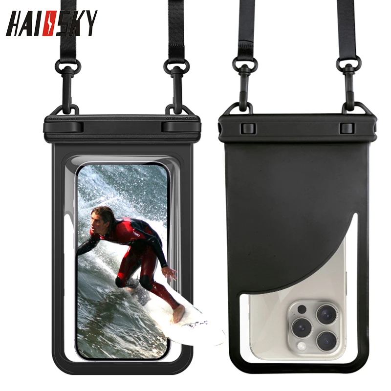 HAISSKY Waterproof Phone Bag For iPhone 16 15 Pro Max 14 13 12 XR Universal Swimming Sufring Beach Pouch With Adjustable Lanyard