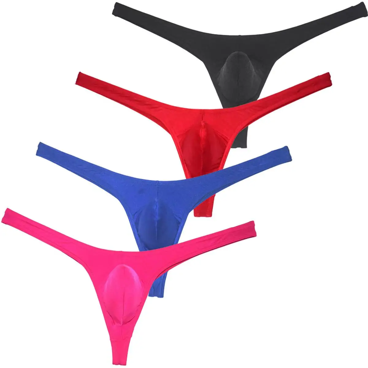 

Solid G-String Men's Underwear Low Waist Male Thongs Bikini Briefs Supportive Bulge Pouch Tangas Sexy Breathable Sissy Panties