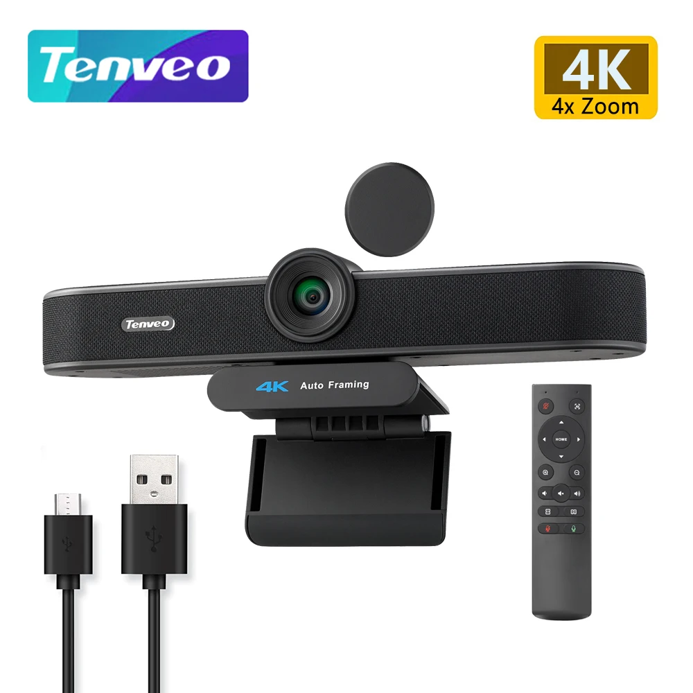 VA300C 4K EPTZ Webcam Conference Webcam 8MP 4x Digital Zoom with Auto Framing on 2K USB PC Webcam for Vmix OBS Living Streaming