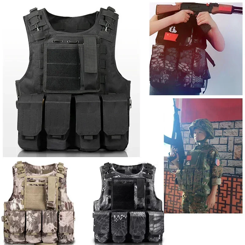 Children\'s Combat Camouflage Vest, Kids Airsoft Vests, Outdoor Paintball, Tactical Waistcoat Boys, Girl, Sniper Uniform