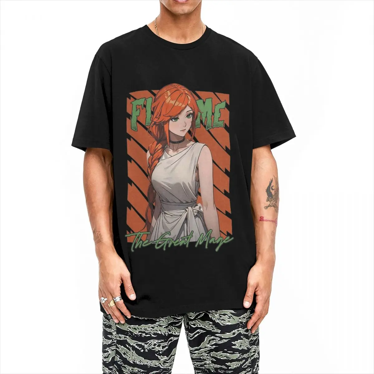 Haikyuu T Shirt Flamme The Great Mage 100 Cotton T Shirts Beyond Journeys End Tshirt for Men Summer Y2K Basic  Short Sleeve Tops