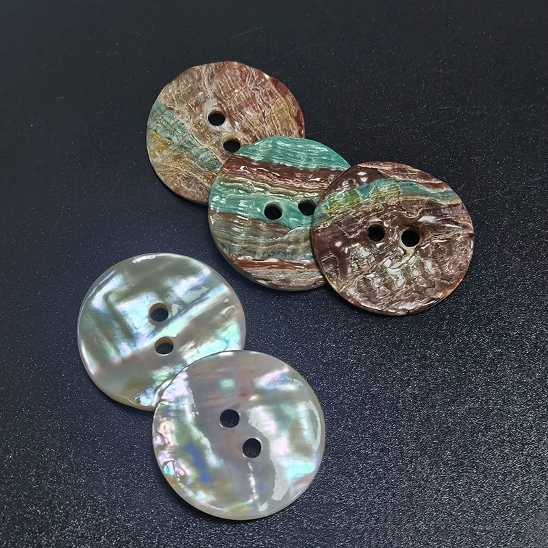 10 Stück natürliche Abalone-Perlen-Muschelknöpfe für Kleidung, Nähzubehör, Scrapbooking, DIY, Kleidungsstück, 2-Loch, runder Muschelknopf