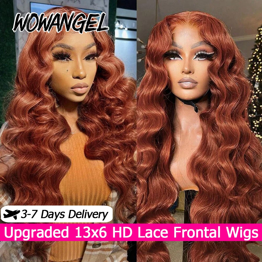 

Reddish Brown 13x6 Lace Front Wig 100% Human Hair Body Wave Preplucked Auburn Colored HD Lace Frontal Wig Vietnamese Human Hair
