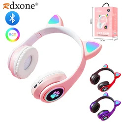 Cat Ear Bluetooth Fones de ouvido sem fio, Glow Light, Capacetes graves estéreo, Crianças Gamer Girl Gifts, PC Phone Gaming Headset