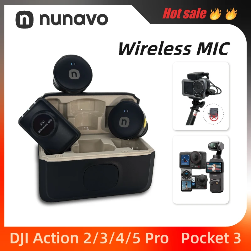 wireless microphone mic for DJI OSMO action 5 PRO/2/3/4 camera pocket3 oa4 mic audio no need mic adapter action camera Accessory