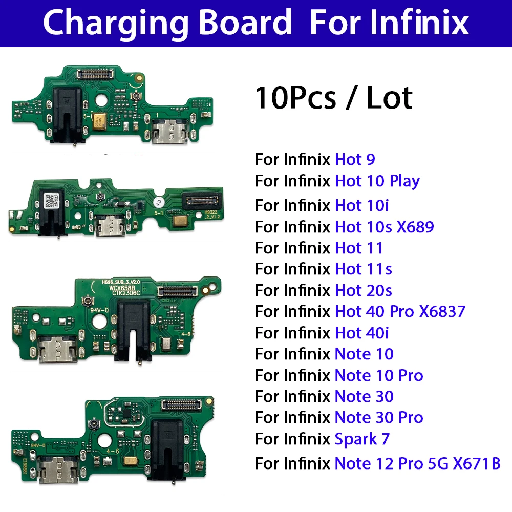 

10 шт. USB-порт для зарядки док-станции, гибкий кабель, разъем для Infinix Hot 9 10 Play 11 10S 11S 20S 40 Pro Note 10 30 12 Pro Spark7