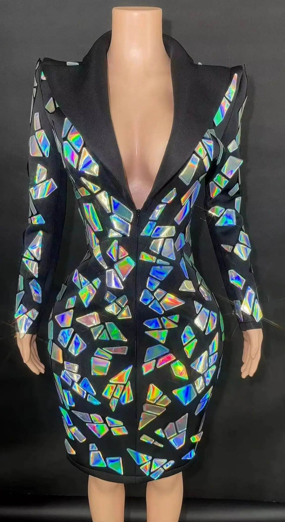 

ZD Sexy Glitter Sequin Suit Jacket Coats Show Performance Wear Sexy Mini Party Evening Dress Women Bodycon