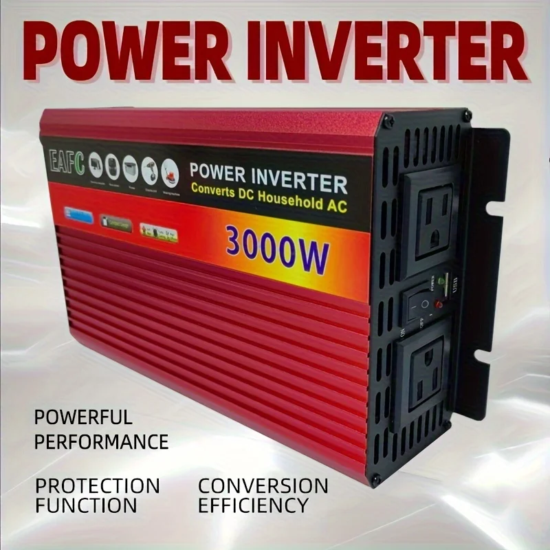 3000W Portable Car Power Inverter 12V To 110V/220V Power Bank Voltage Converter Multifunctional Solar Inverter for Car Household