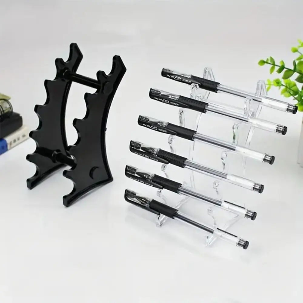 

Transparent 6-bit Ballpoint Pen Holder Simple Ladder Shelf Eyebrow Pencil Holder Room Decor Makeup Brush Rack Organizer