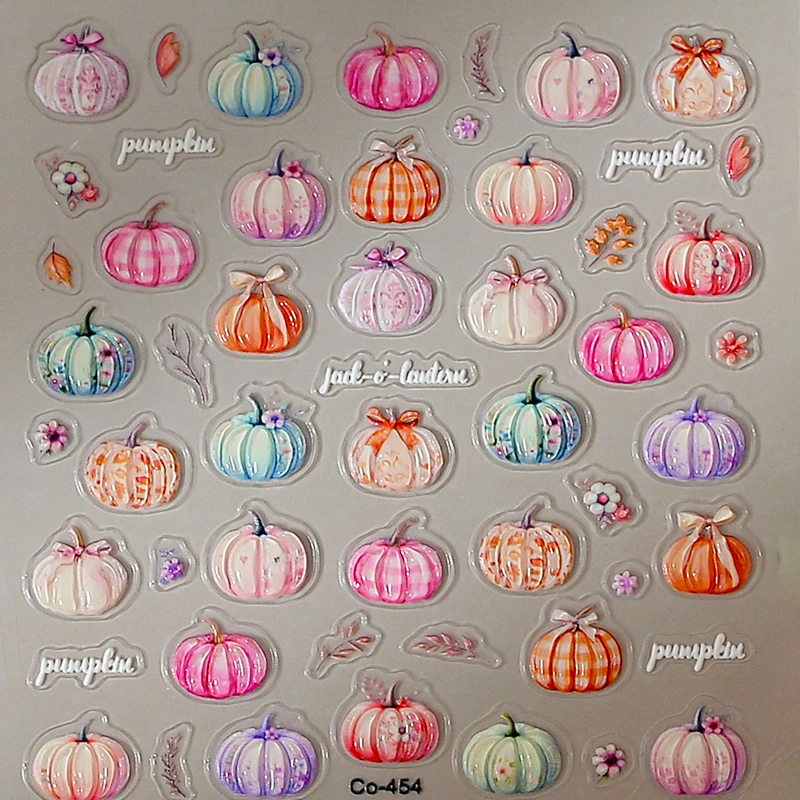 2/1Pcs Pumkin 스파이더 웹 네일 스티커 할로윈 유령 네일 아트 데칼 접착제 젤 데칼 슬라이더 문신 매니큐어 장식