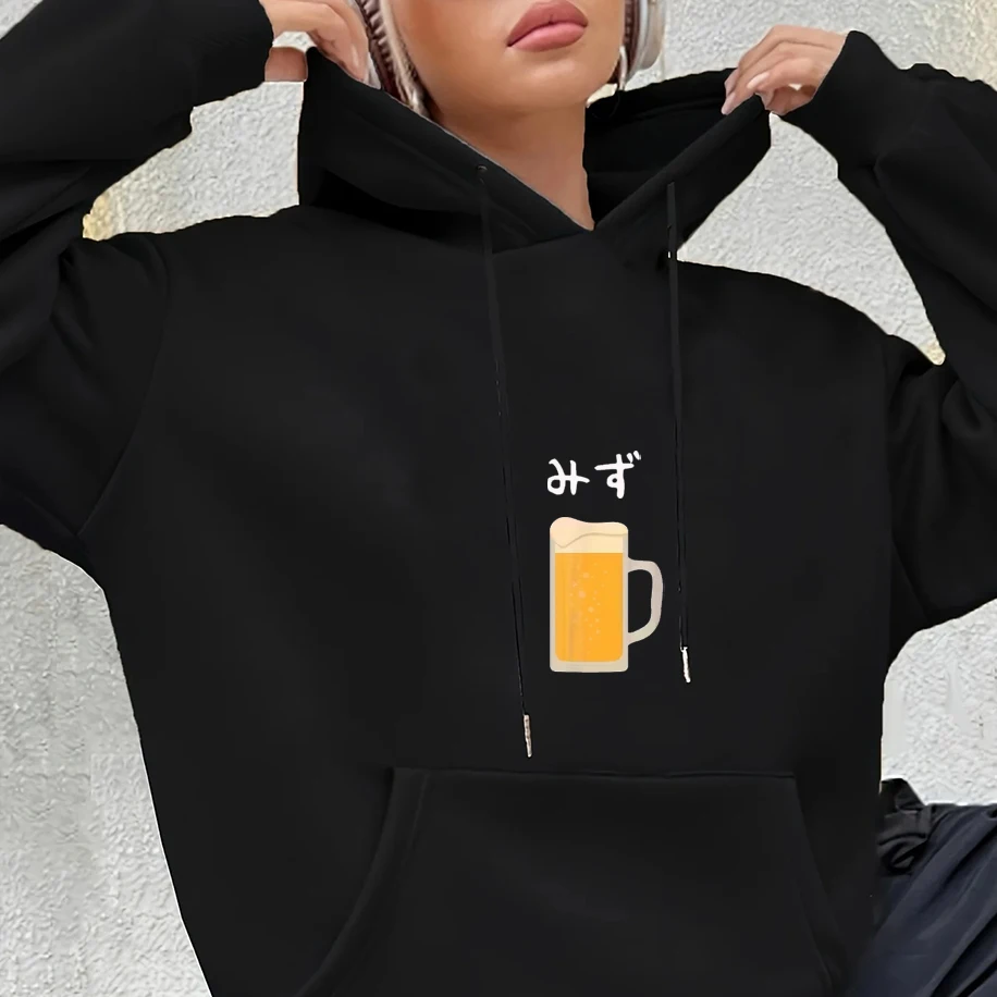 

Heavyweight Beer Print Casual Men Women Hoodies Loose Casual Y2K Hip-hop Unisex Top Funny Street Fashion Harajuku Couple Shirt