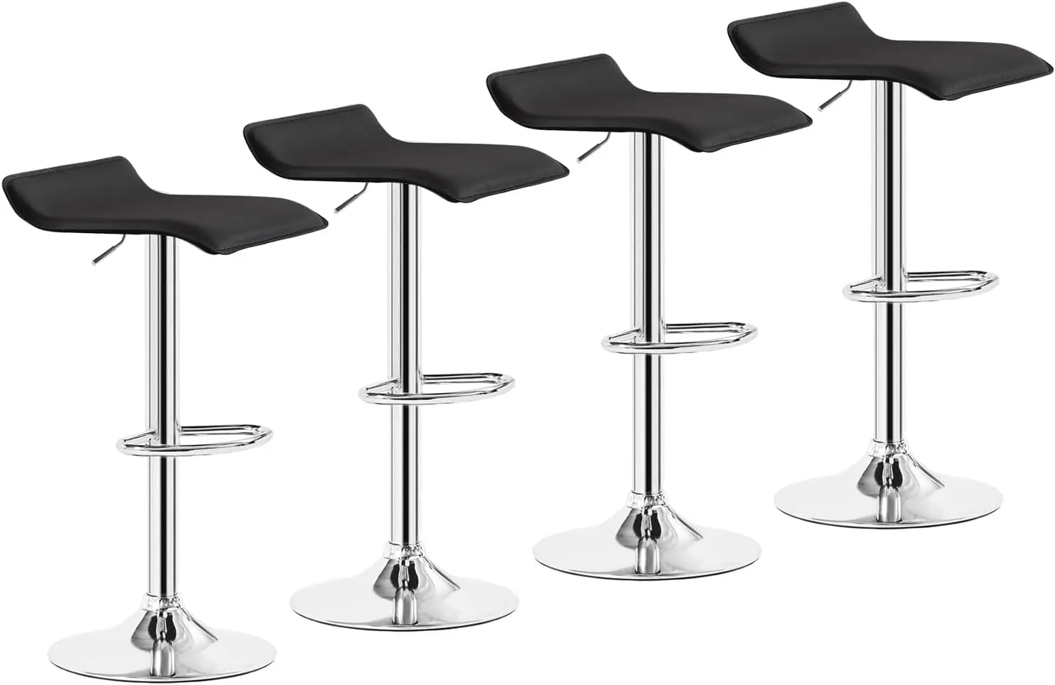 

Bar Stools Set Of 4, Arml Adjustable Swivel Barstools, Modern Backl Counter Height Stools For Kitchen, Island, Bar, Black