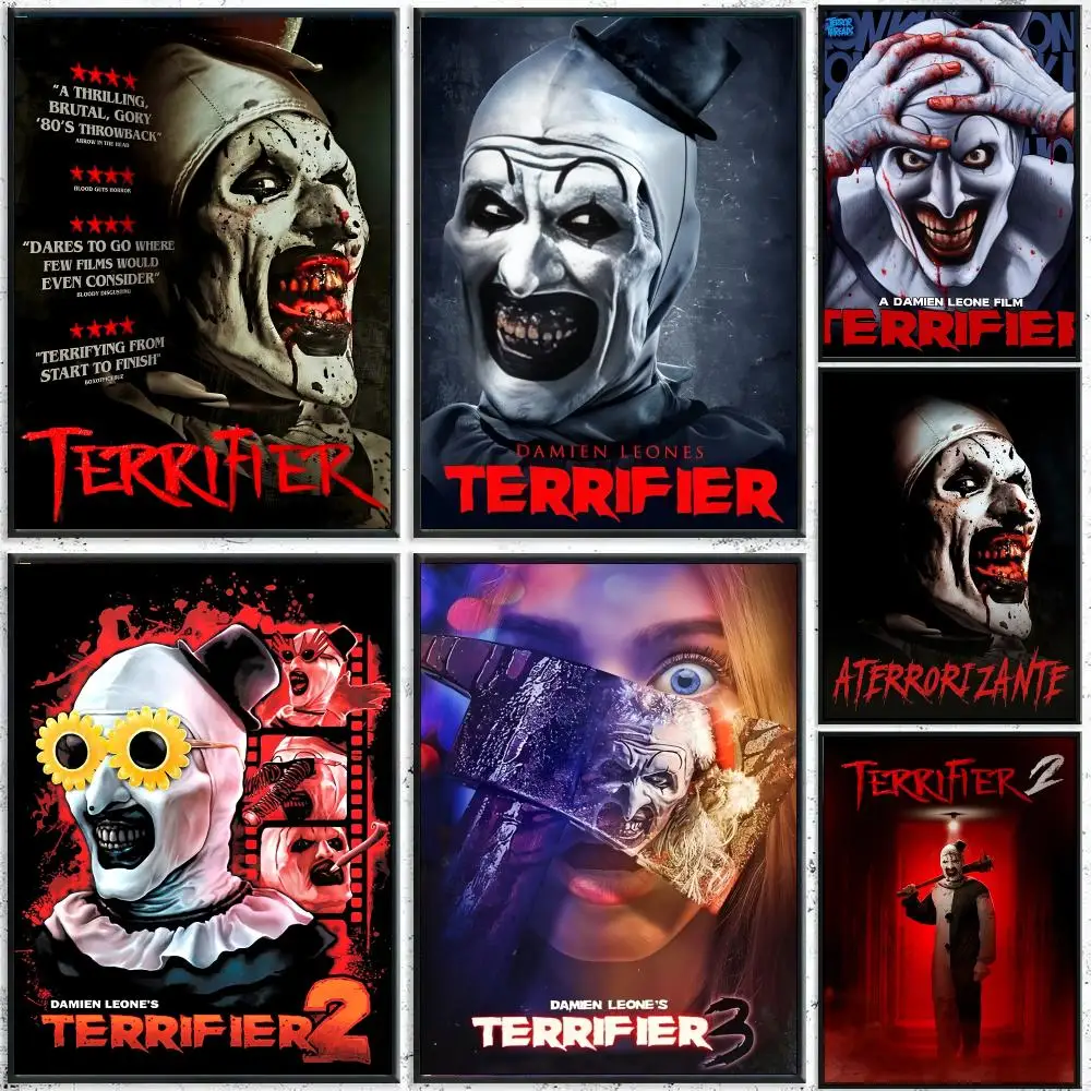 Classic Movie T-Terrifier Poster Perfect Sticker Self Adhesive for Office Home Theater Wall Art Decor Fancy Gift