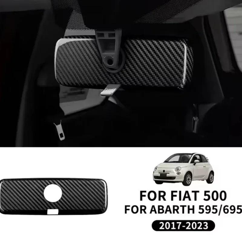 

For FIAT Abarth 500 595 695 Real Dry Carbon Fiber 2017-2023 Interior Rearview Mirror &Side Wing Cover CapInterior Modification