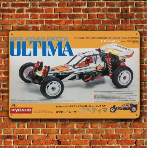 Metal Poster Vintage Rc Car Wall Deco Tin Sign Plaque Kyosho Ultima Boxart