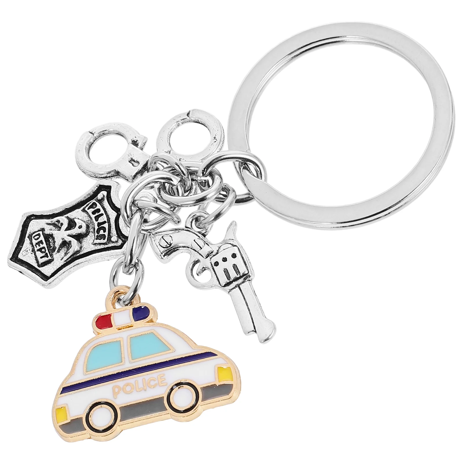 Police Badge Keychain for Boyfriend Patrol Wagon Metal Zinc Alloy Hanging Charm Pendant