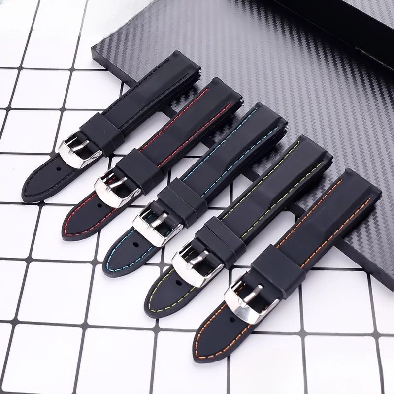 Rubber Silicone Watch Strap Men Women Needle Buckle for Casio Seiko Tissot DW Mido Sports Mountaineering Sweat-Proof Watchband