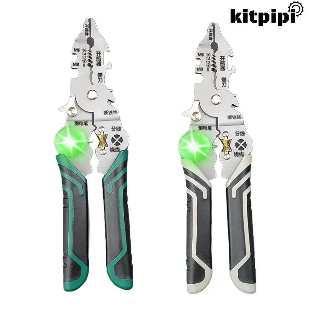 Многофункциональные плоскогубцы для электриков 14-в-1 с тестером напряжения, кабельный резак, инструмент для зачистки проводов, профессиональный бытовой электрический инструмент Многофункциональные плоскогубцы для электриков 14-в-1 с тестером напряжения, кабельный резак, инструмент для зачистки проводов, профессиональный бытовой электрический инструмент