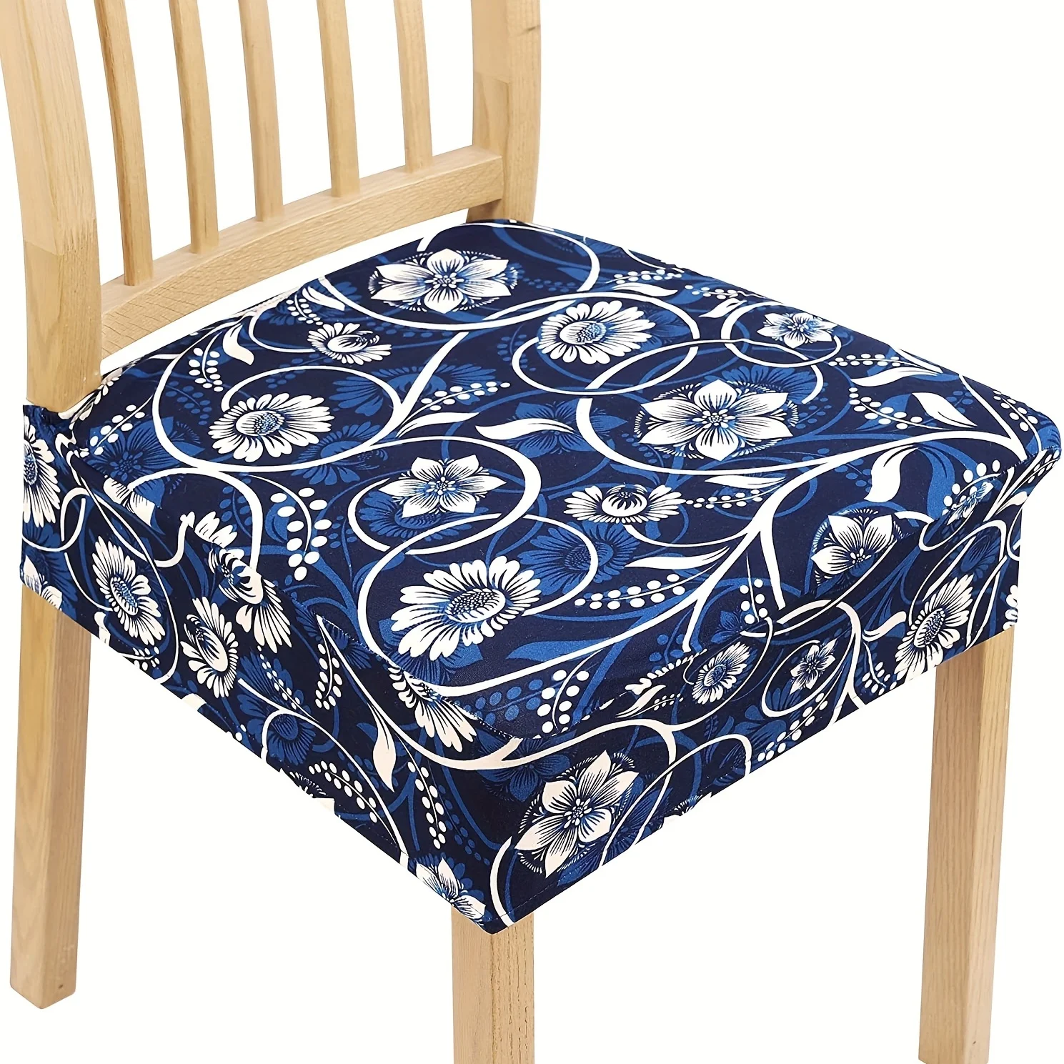 1 Piece Dining Chair Seat Covers For Dining Chairs, Stretch Printed Removable Washable Chair Covers