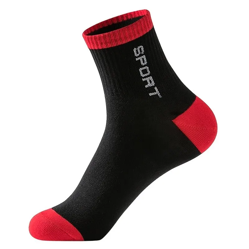 5pairs Men\'s Quarter Length Athletic Socks For Sports In Fall/Winter