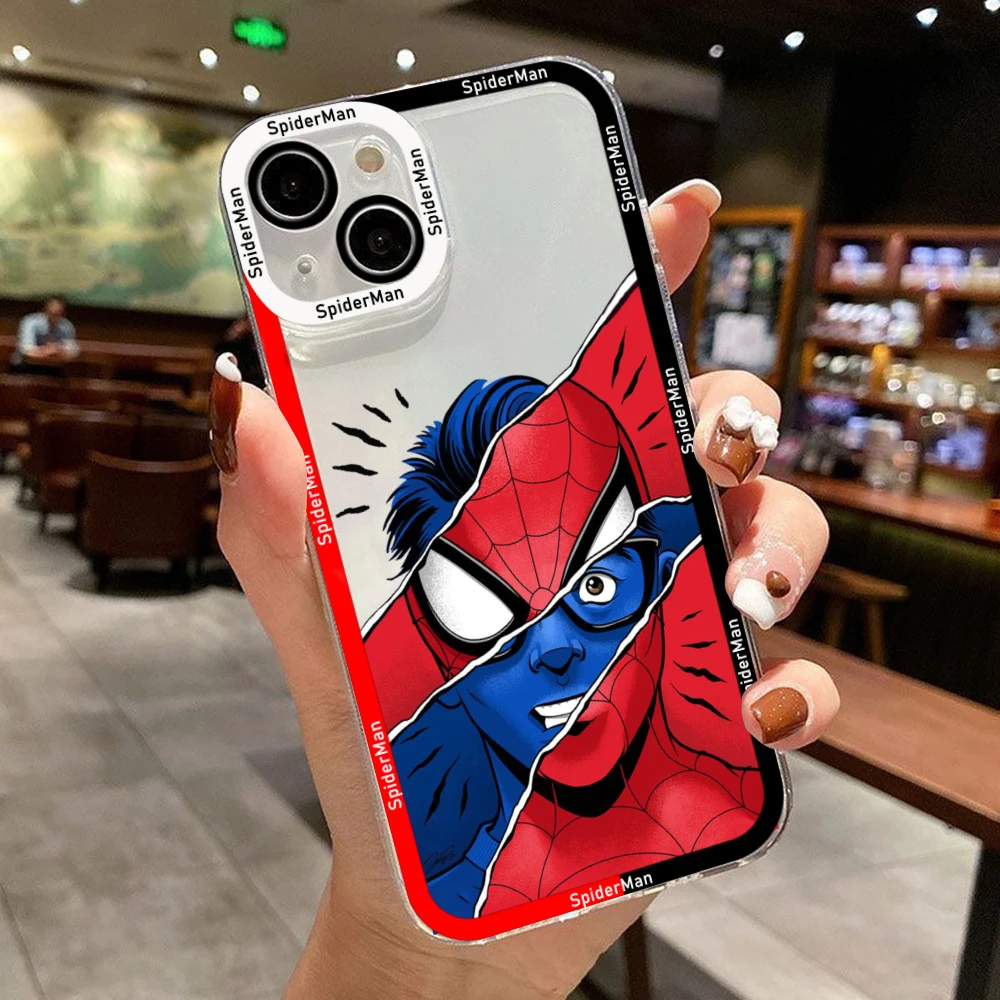 SpiderMan Cartoon Marvels etui na telefon dla Xiaomi Redmi Note 12 11 10 9 Pro 8 9C 10C 12C 13C 4G 5G miękkie silikonowe przezroczyste etui