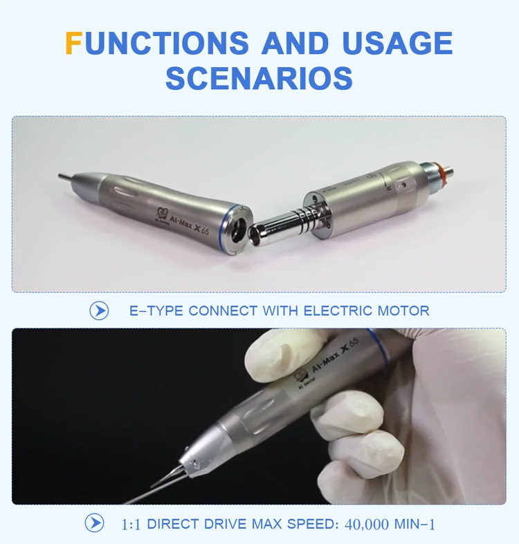 Dental Contra Angle-handpiece 1:5/1:1/4:1/16:1 Low Speed Hand Piece Single Water Spray E-Type Connector Without Fiber Optic