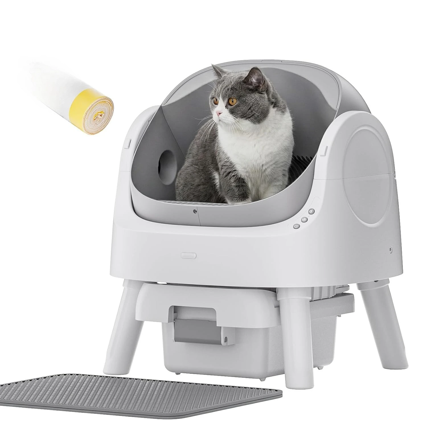 new Automatic Litter Box for Cats, Open-Top Design with Safety Sensors, Includes Liners and Litter Mat, Suitable for, Customized