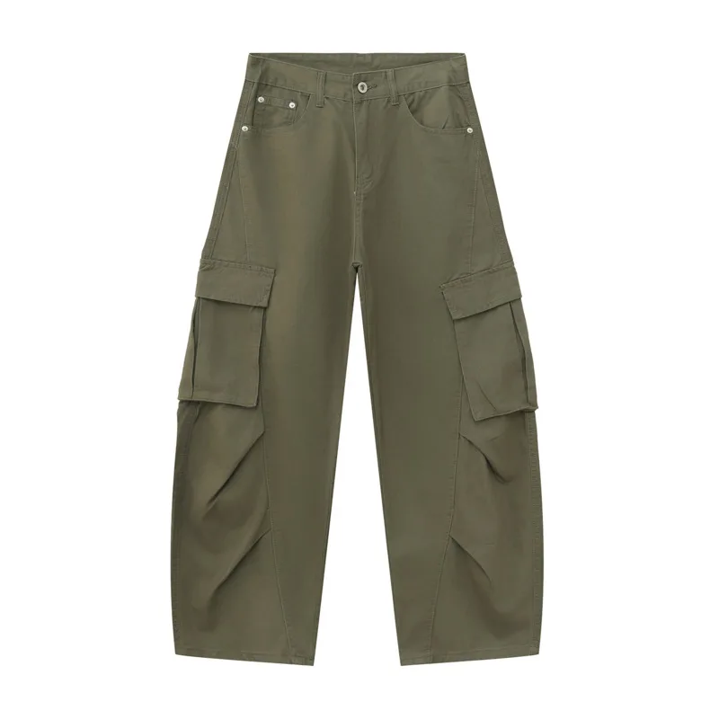 HKSH Spring Summer Men Tide Korean High Street Patchwork Pockets Safari Style Solid Color Wide-leg Loose-Fit Vibe Cotton HK21696