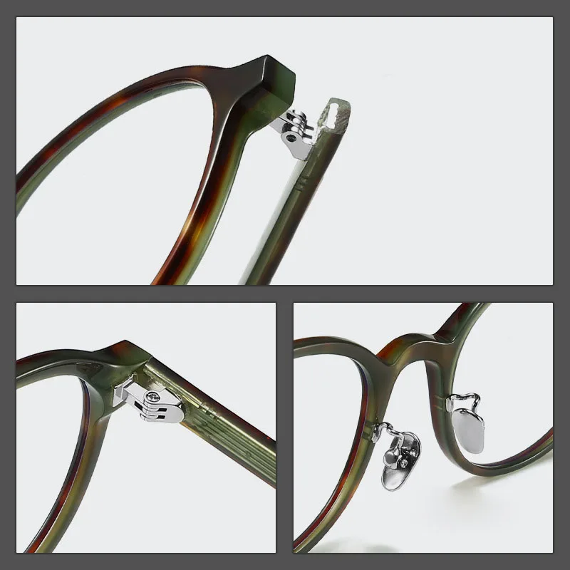 KUXA 新しいアセテートラウンド女性男性光学眼鏡処方メガネレシップレンズ近視累進反射防止眼鏡