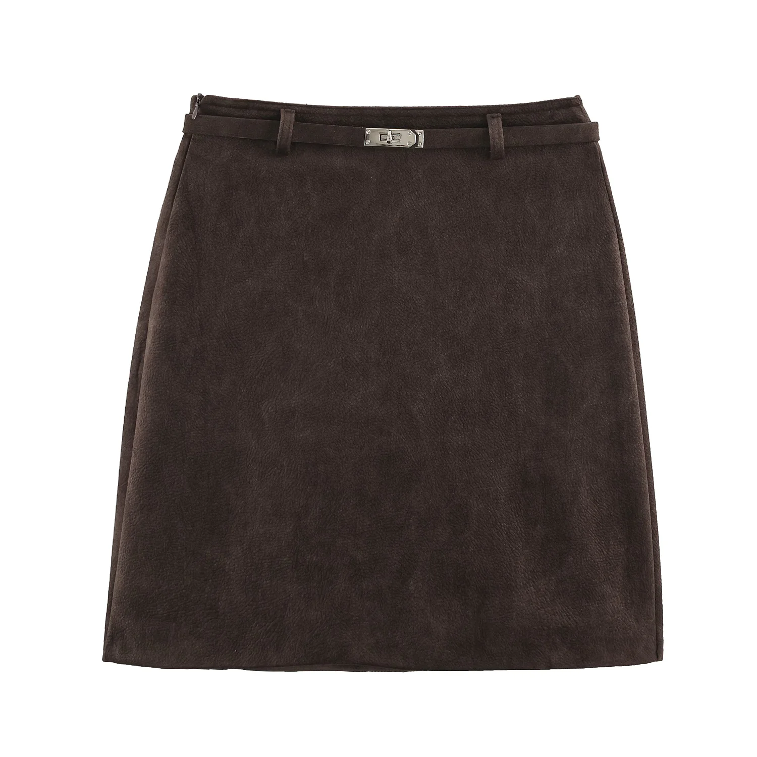 KONDALA Damen Herbst-Chic-Rock mit Gürtel aus Kunstwildleder, Vintage Kurzrock für den Alltag, 2026 Herbst-Winter Trendiger Eleganter Rock mit hoher Taille – Detail 4