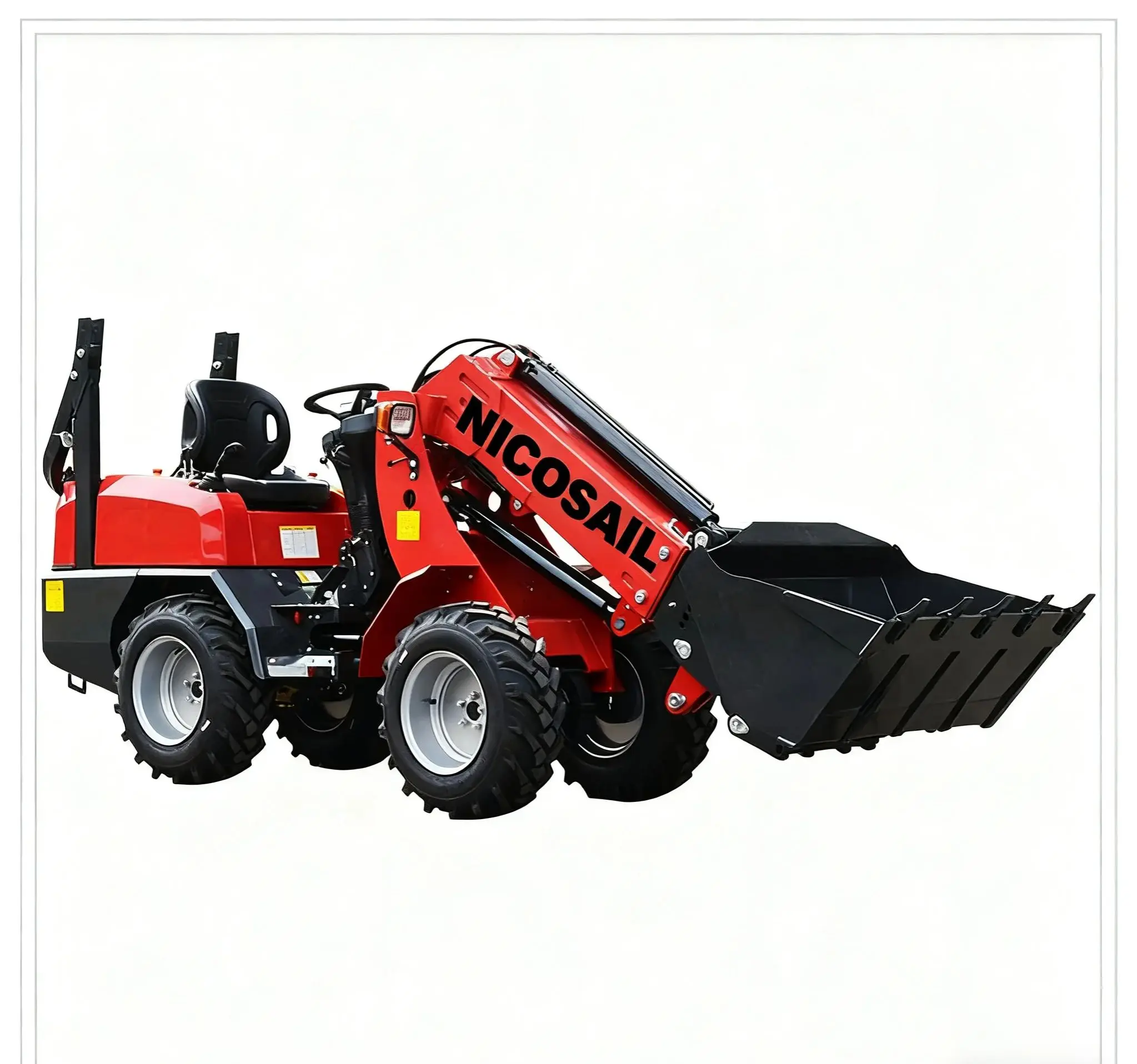 Loader roda teleskopik kompak Cina, kapasitas 1 ton, 2,1 ton, 3 ton, dengan lengan teleskopik.
