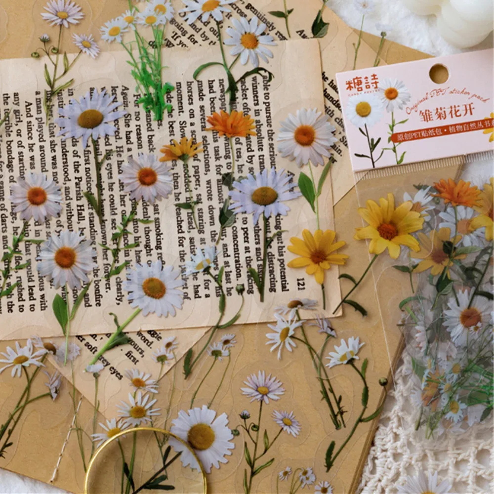 40Pcs/Bag Plant Nature Flower Decorative PVC Sticker For Epoxy Resin Crafts Fillers Material DIY Epoxy Resin Molds Book Decor
